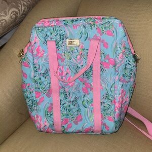 Lilly Pulitzer Blue and Pink Floral Backpack Cooler